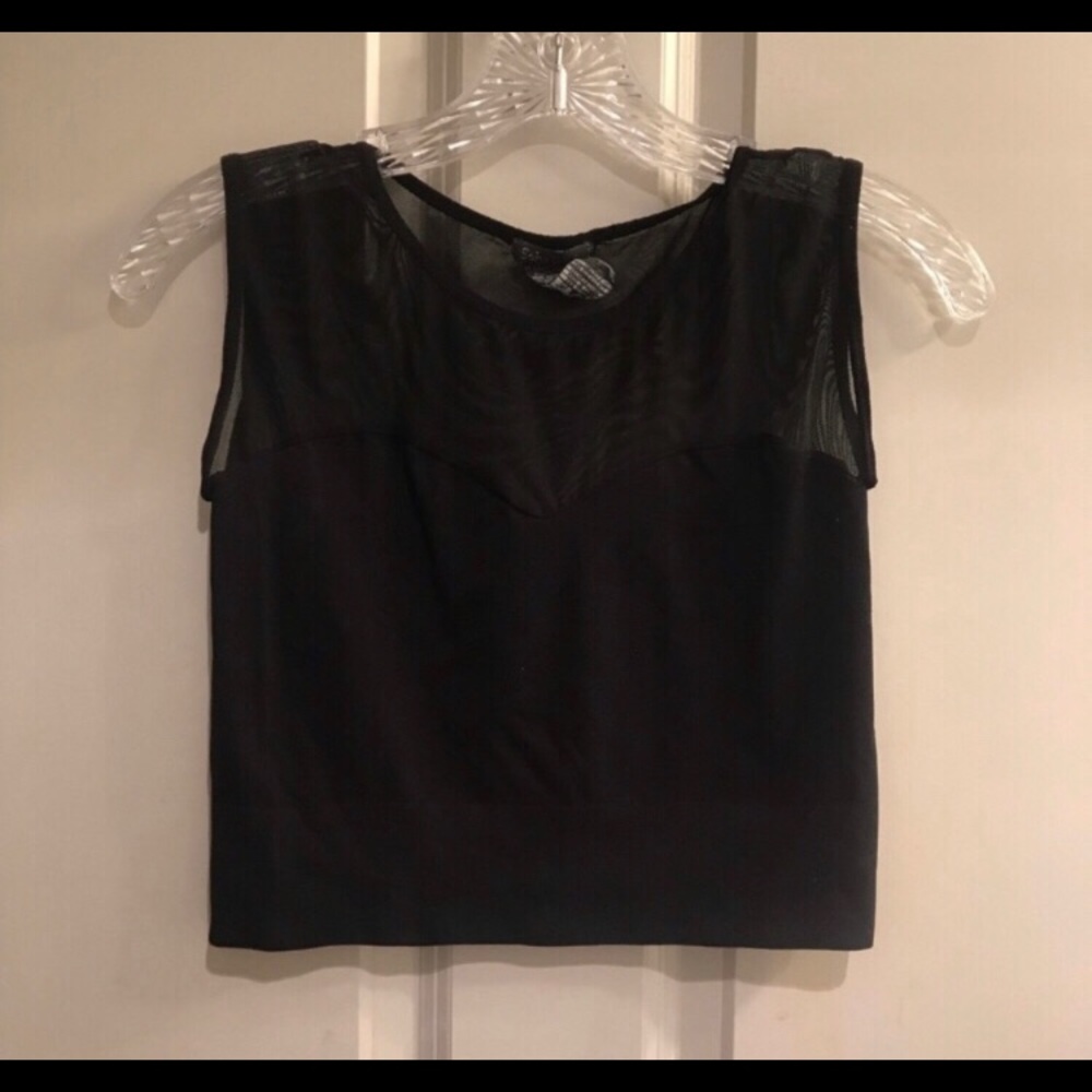 Black Mesh Crop-Top